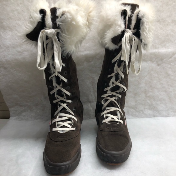 Superga Suede With Faux Fur Tall Boots - Picture 1 of 12